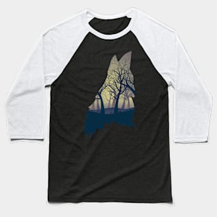 Wolf Howling with Forest inside Baseball T-Shirt